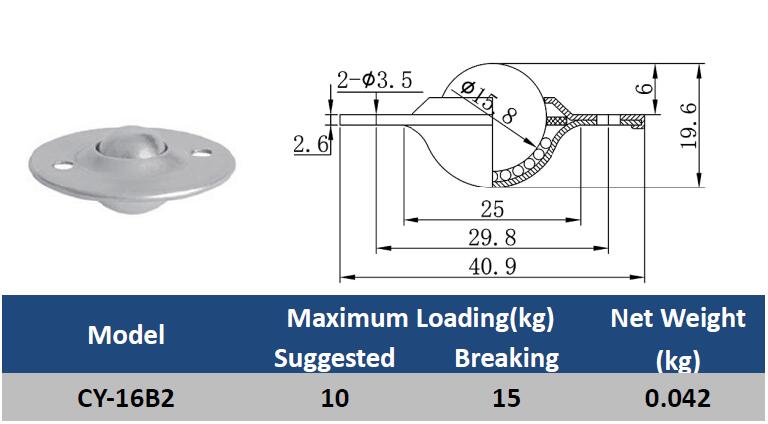 CY-16B Stainless steel Flying Saucer Ball Transfer Units