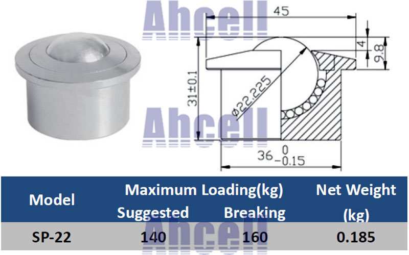 SP-22 Drop In Ball Transfer